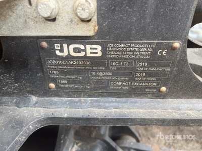 2019 JCB 16c-1 Mini Excavator