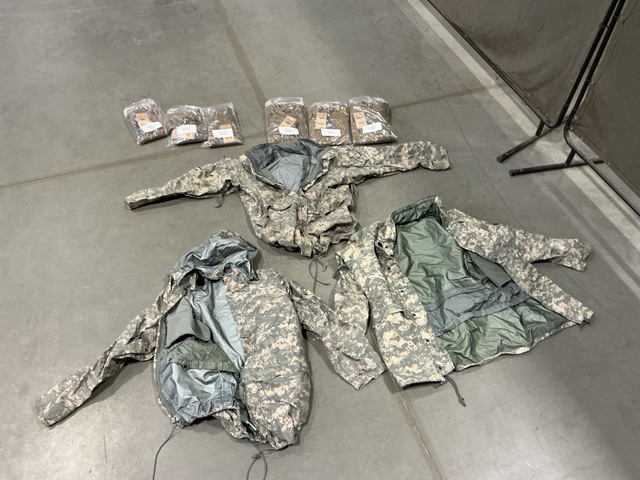 (13) Cold Weather Parkas, (60) Undershirts & Assorted Items
