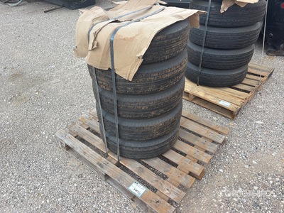 Quantity of (5) ST235X80R-16 10-Ply Radial 16 in 8 Hole Silver Modular Wheels (Unused)