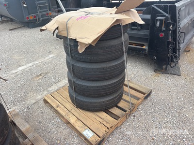 Quantity of (5) ST205X75R-15 6-PLY Radial Tire on 5 on 5 Silver Modular Wheels (Unused)