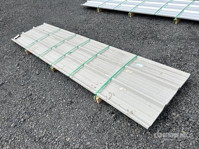 Quantity of (50) 2025 Kit Containers 12 ft x 3 ft Gray Galvalume Panels (Unused)