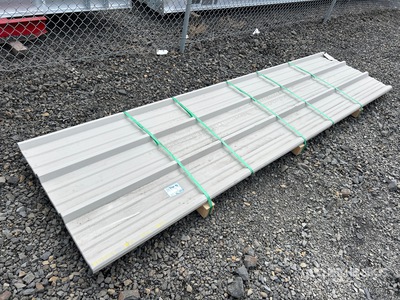 Quantity of (39) 2025 Kit Containers 12 ft x 3 ft Gray Galvalume Panels (Unused)
