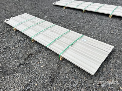 Quantity of (50) 2025 Kit Containers 12 ft x 3 ft Gray Galvalume Panels (Unused)