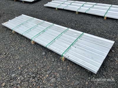 Quantity of (50) 2025 Kit Containers 12 ft x 3 ft Raw Galvalume Panels (Unused)