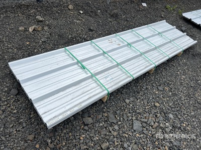 Quantity of (50) 2025 Kit Containers 12 ft x 3 ft Raw Galvalume Panels (Unused)