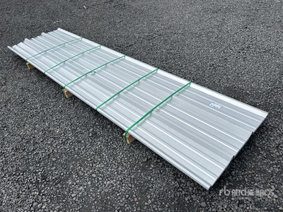 Quantity of (50) 2025 Kit Containers 12 ft x 3 ft Raw Galvalume Panels (Unused)
