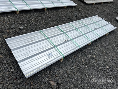 Quantity of (50) 2025 Kit Containers 12 ft x 3 ft Raw Galvalume Panels (Unused)