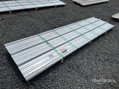 Quantity of (50) 2025 Kit Containers 12 ft x 3 ft Raw Galvalume Panels (Unused)
