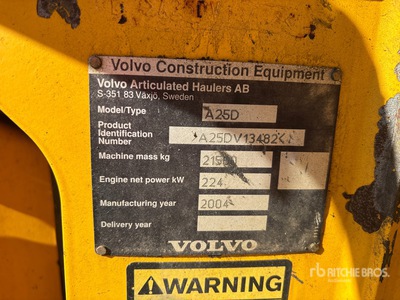 2004 Volvo A25D Dumper articolato