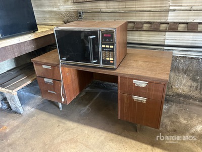 Microwave and Desk