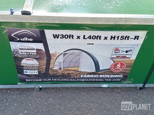 30 X 40 X 15 Suihe Fabric Storage Building SHIP DIMS: 115X30X40 1786LBS Storage Building
