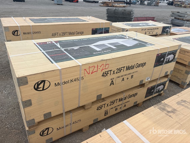 2026 KJ K4525 45 ft x 25 ft Metal Garage Storage Building (Unused)