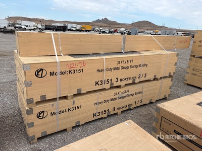 2026 KJ K3151 51 ft x 31 ft Heavy Duty Metal Garage Storage Building (Unused)