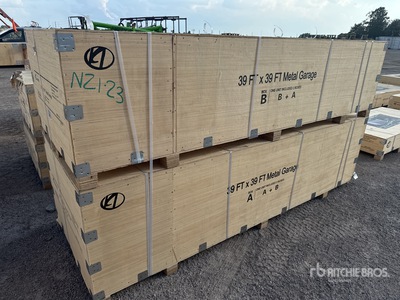 2026 KJ K0039 39 ft x 39 ft Metal Garage (2 boxes) Bâtiment d'entreposage (Unused)