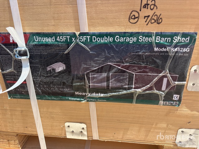 2026 KJ K4525G 45ft x 25 ft Metal Garage Storage Building (Unused)