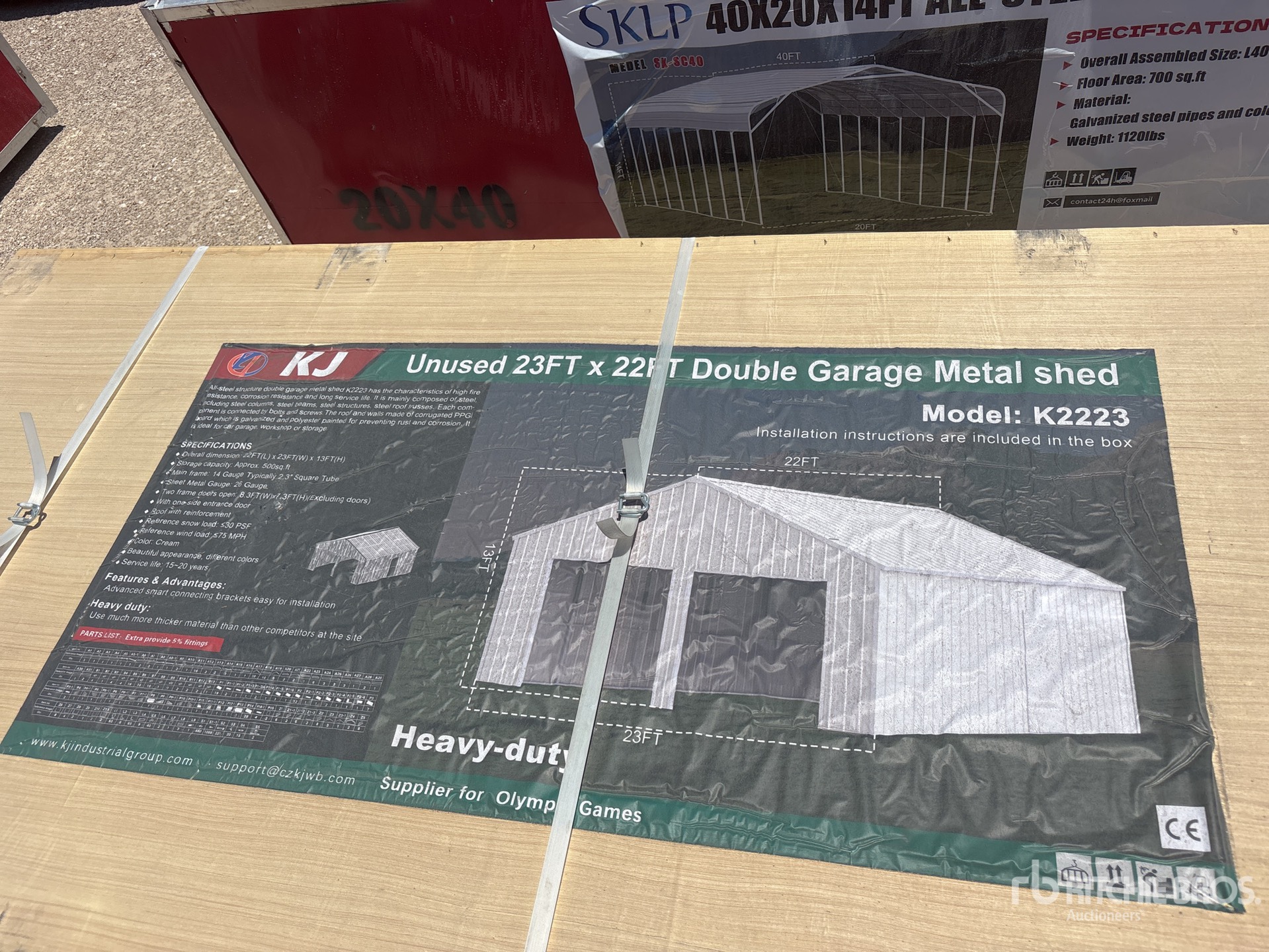 2026 KJ K2223 22 ft x 23 ft Double Metal Garage Storage Building (Unused)