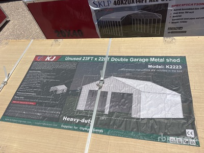 2026 KJ K2223 22 ft x 23 ft Double Metal Garage 貯蔵庫 (Unused)