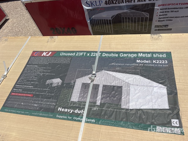 2026 KJ K2223 22 ft x 23 ft Double Metal Garage Storage Building (Unused)