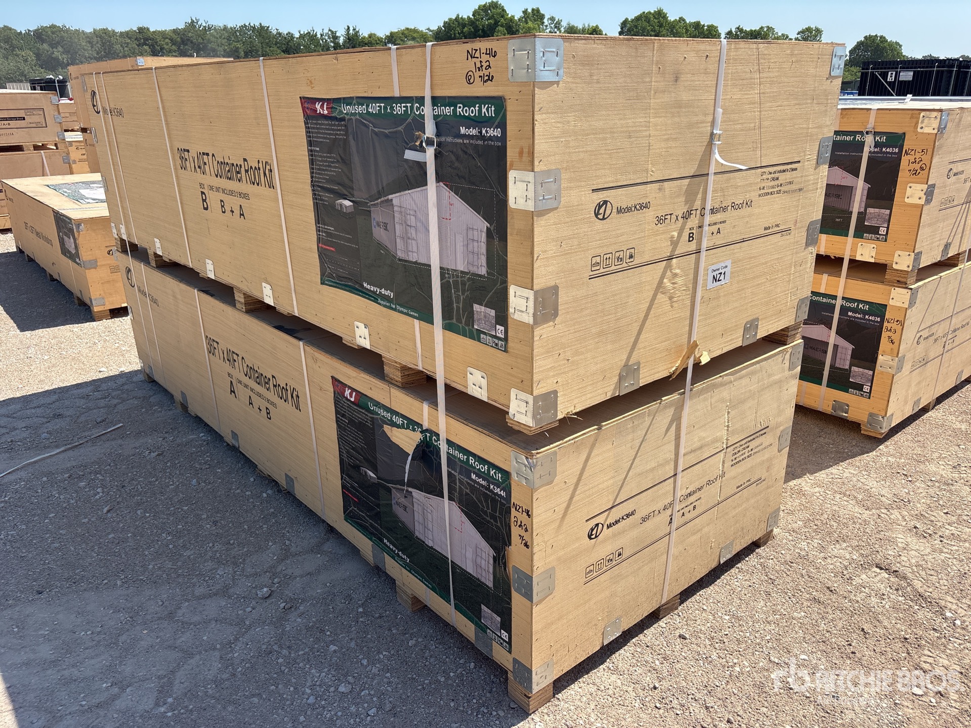 2026 KJ K3640 36 ft x 40 ft Enclosed Container Roof kit with door Storage Canopy (Unused)