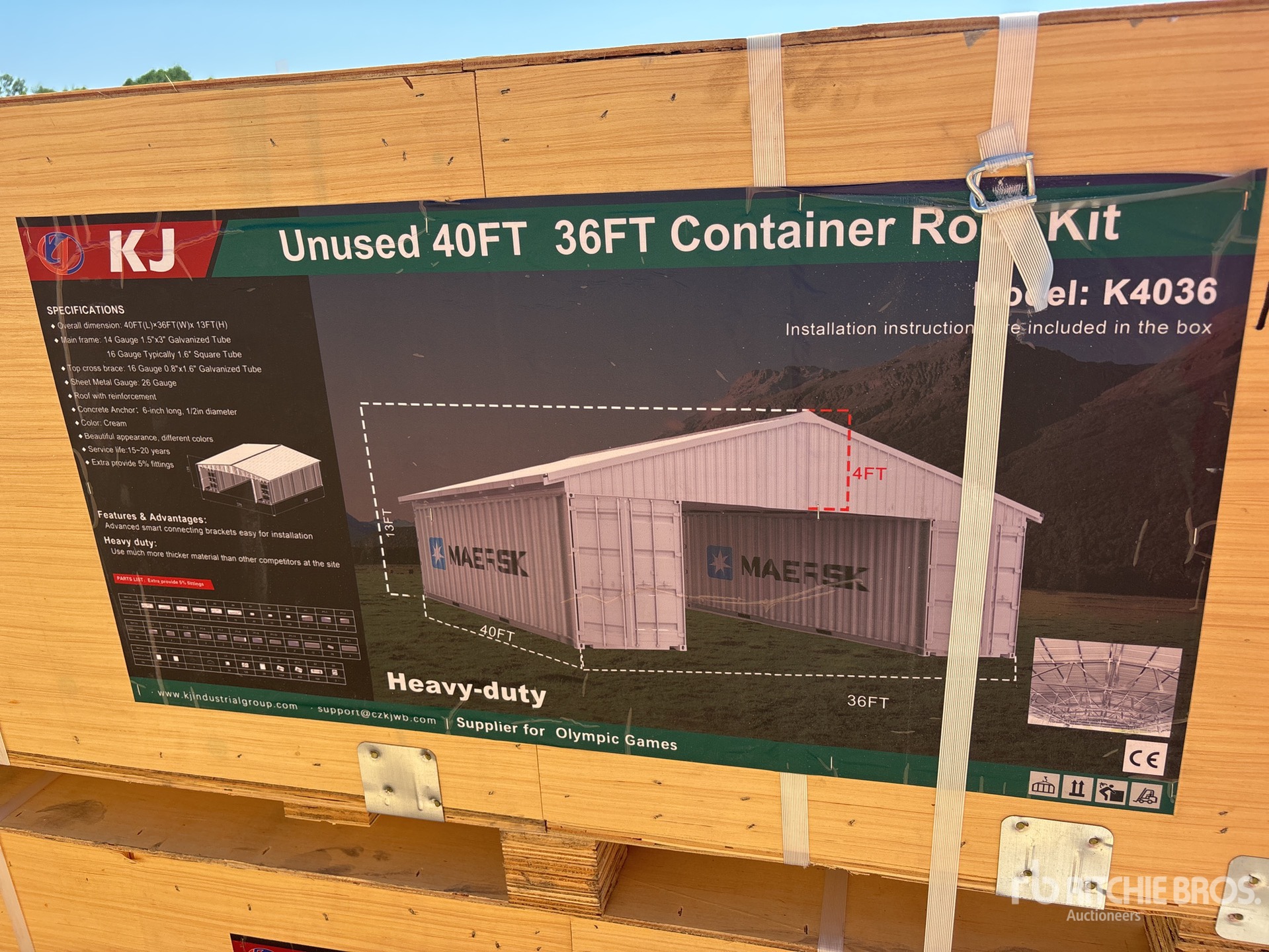 2026 KJ K4036 36 ft x 40 ft Container Roof kit Storage Canopy (Unused)
