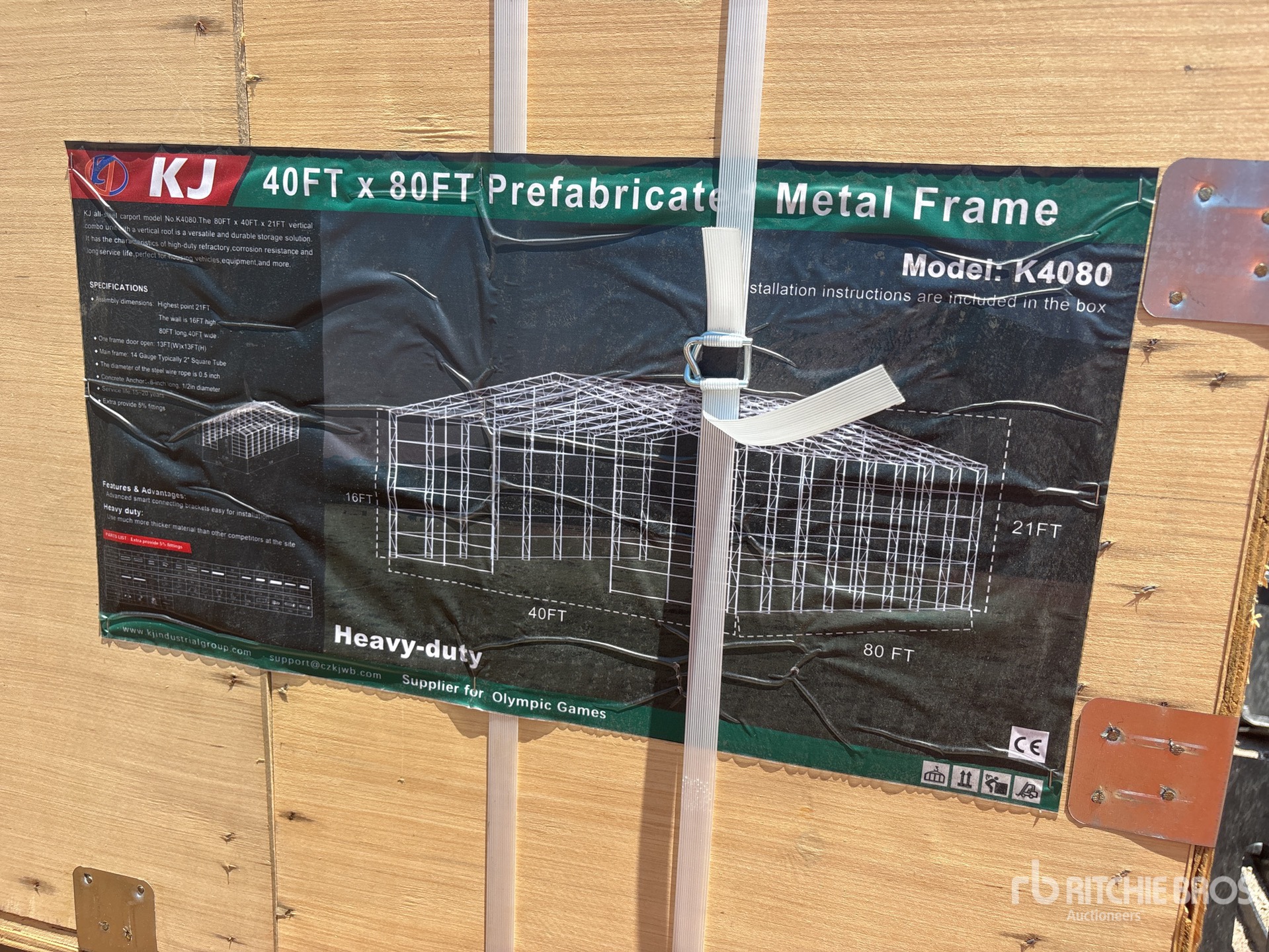 2026 KJ K4080 40 ft x 80 ft Prefabricated Metal Frame Storage Building (Unused)