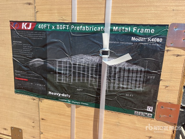2026 KJ K4080 40 ft x 80 ft Prefabricated Metal Frame Storage Building (Unused)
