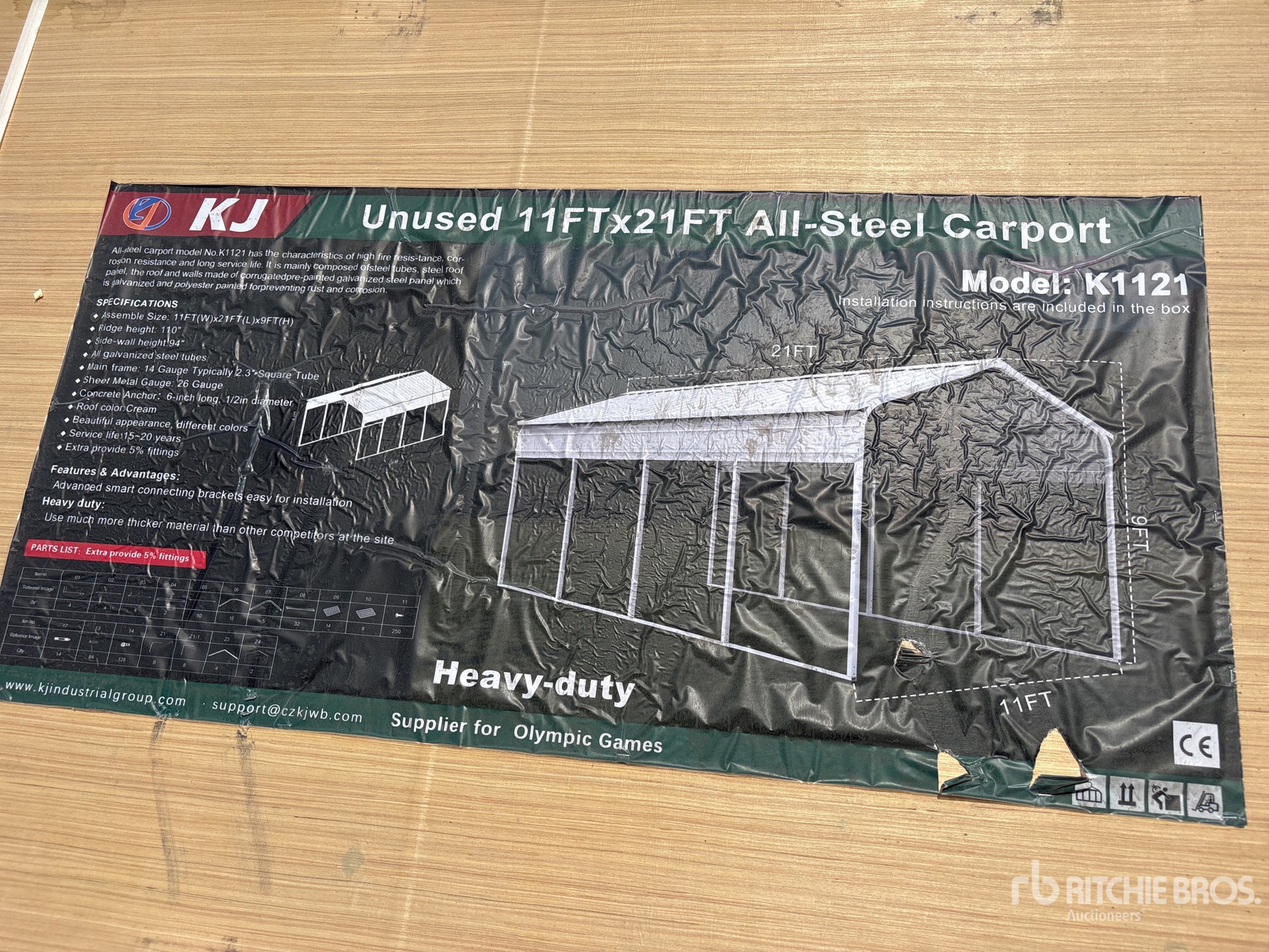 2026 KJ K1121 11 ft x 21 ft All-Steel Carport (Unused)