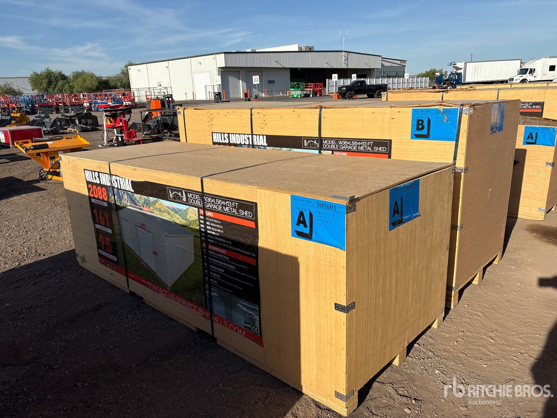 2026 HIlls Industrial 36 ft x 56 ft x 13 ft Double Garage Metal Shed (Unused)