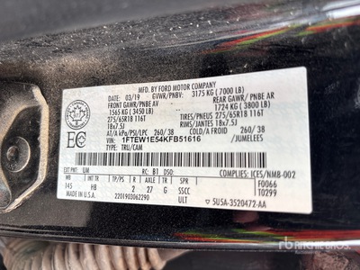 2019 Ford F-150 4x4 Crew Cab Pickup (Inoperable)