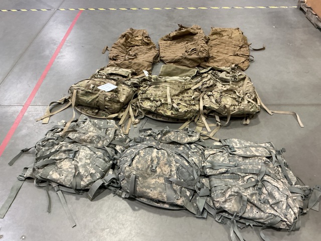 (18) Large Field Pack Sets, (5) USMC Main Packs & Assorted Items