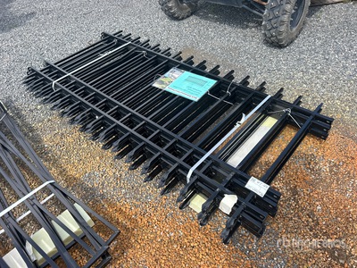 Quantity of (5) 7.7 ft x 3.8 ft Black Galvanized Steel Fencing (Unused)