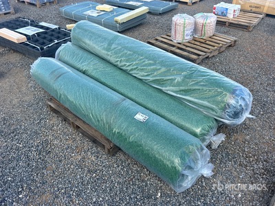 Quantity of (4) Rolls of 6.6 ft x 49.2 ft Artificial Grass Turf Drainage Holes with Rubber Backing 0.8 in Pile Height (Unused)