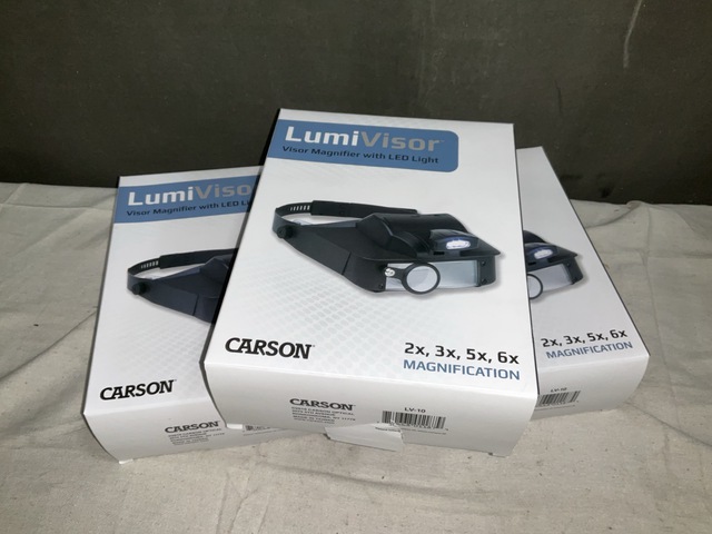 (30) Carson Optical LV-10 LumiVisor 2x/3x/5x/6x LED Lit Head Visor Magnifiers
