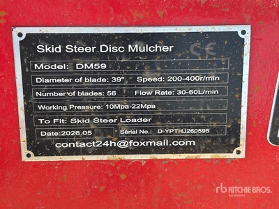 2026 GIYI GY-DM59 39 in Disc Skid Steer Mulcher (Unused)