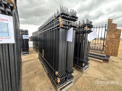 Quantity of (20) Canex 10 ft x 7 ft Powder Coated Wrought Iron Site Vallas (Unused)