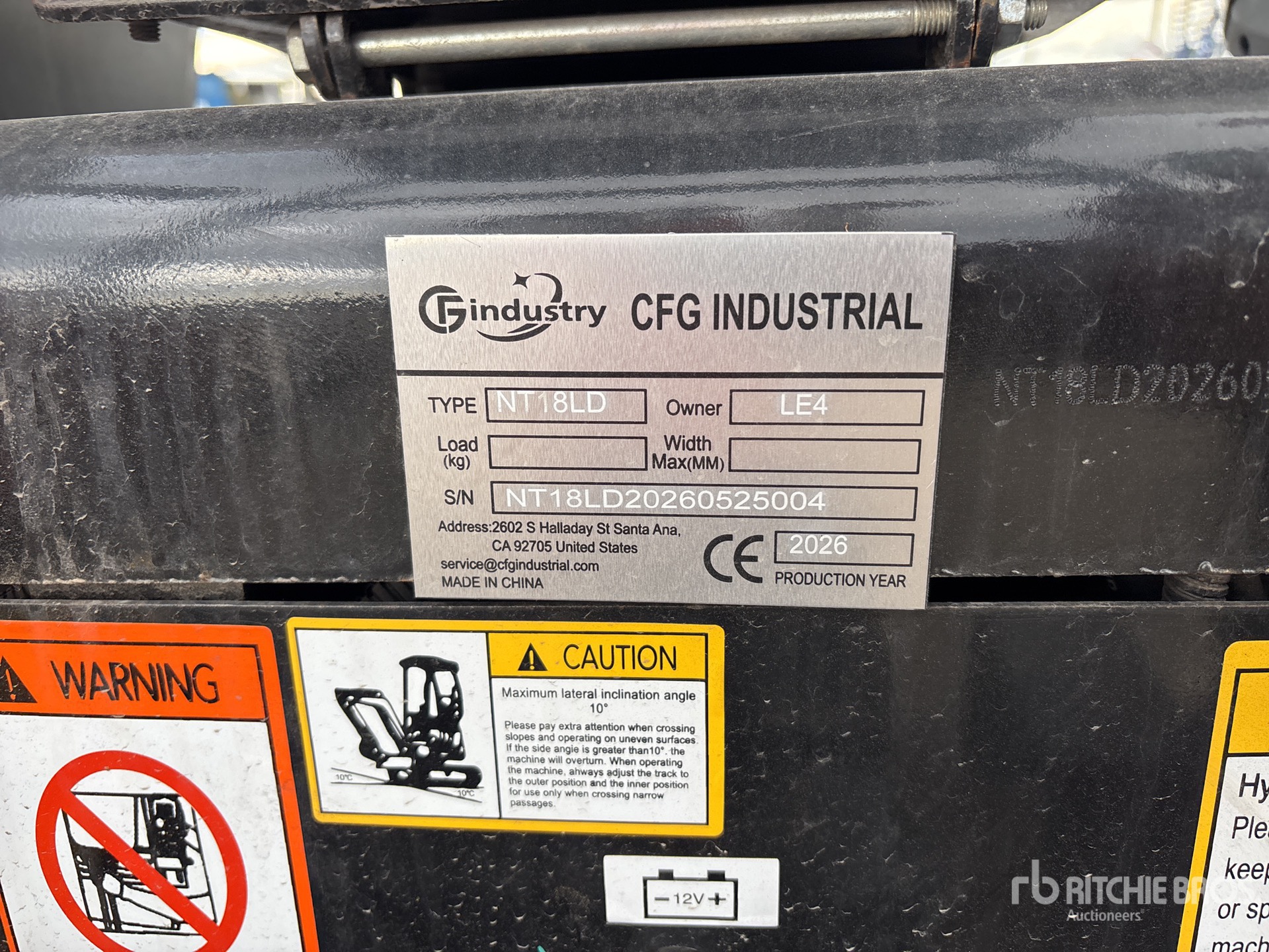 2026 CFG NT18LD Mini Excavator (Unused)