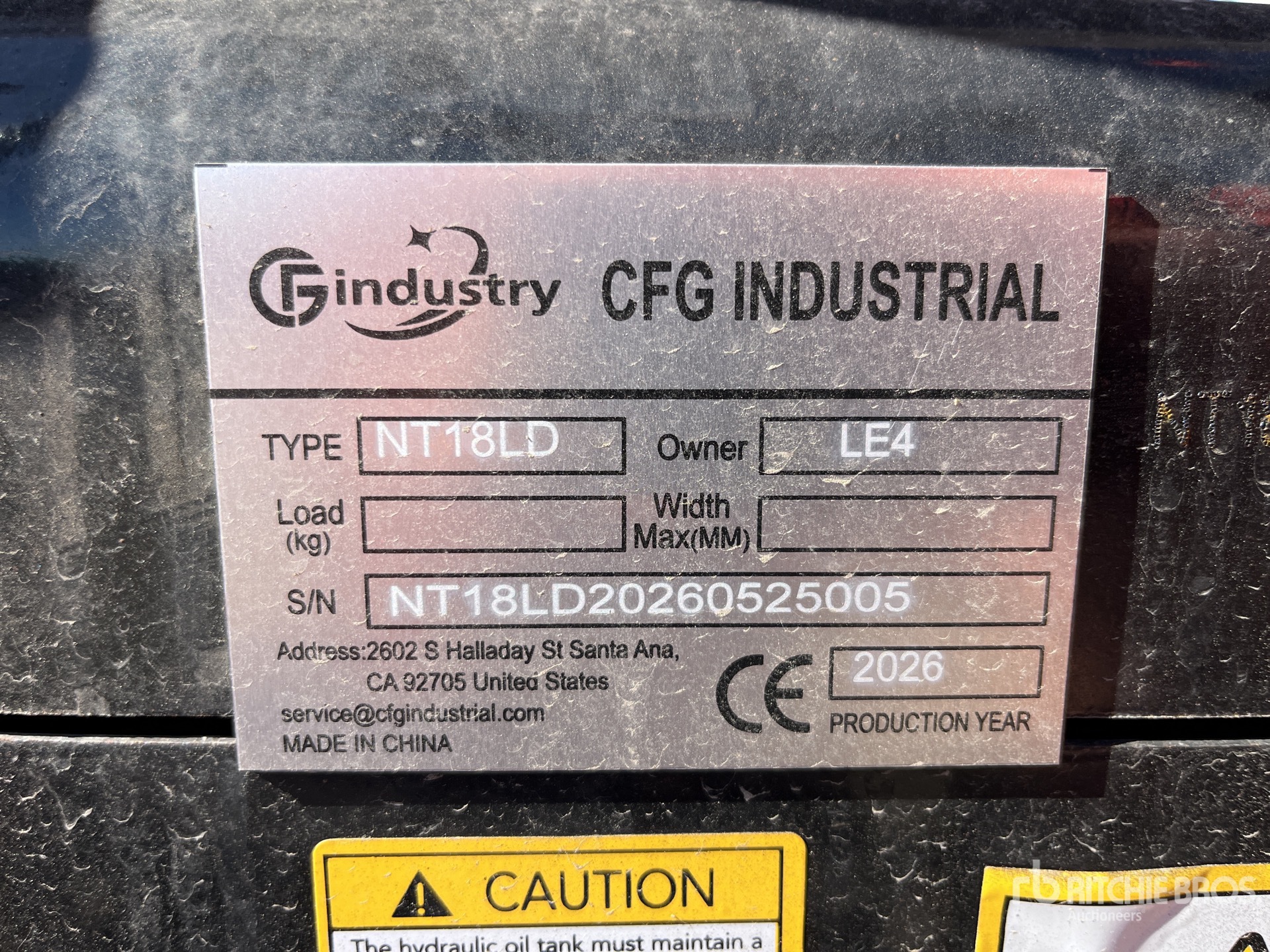 2026 CFG NT18LD Mini Excavator (Unused)