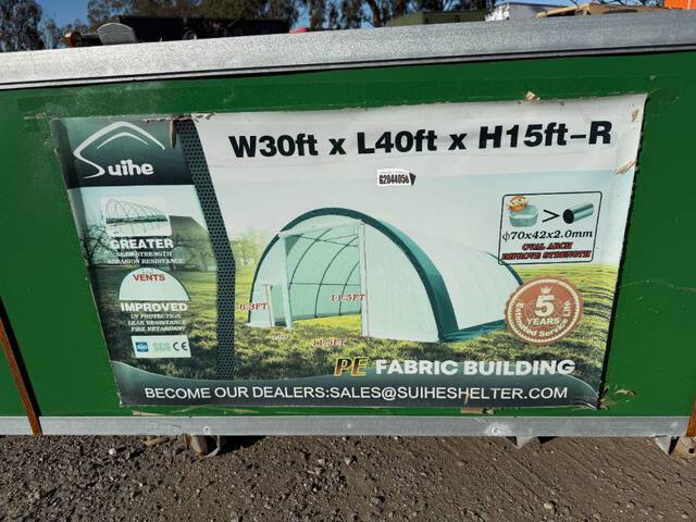 30 X 40 X 15 SUIHE FABRIC STORAGE BUILDING SHIP DIMS: 115X30X40 1786LBS Storage Building