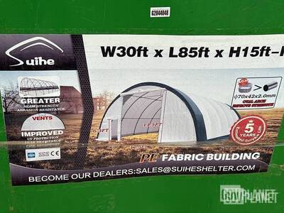 30 X 85 X 15    SUIHE FABRIC STORAGE BUILDING Ship Dims: 115x29x46 3087lbs مبنى التخزين