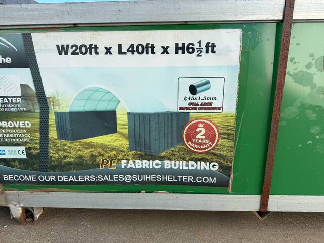 20X40X06.5 SUIHE FABRIC CANOPY SHIP DIMS: 76X30X21 805LBS Storage Canopy