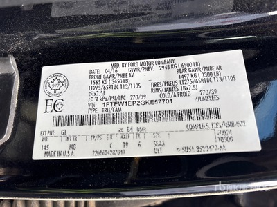 2016 Ford F-150 XLT 4x4 Crew Cab Pickup (Inoperable)
