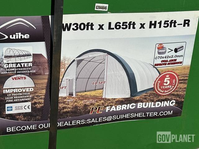 30 X 65 X 15 SUIHE FABRIC STORAGE BUILDING SHIP DIMS: 115 X29X27 2470LBS Storage Building