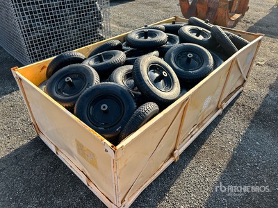 Quantity of Yellow Rolling Bin w/Wheelbarrow Wheels & Tires