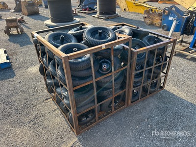 Quantity of Steel Bins w/ Wheelbarrow Wheels & Tires
