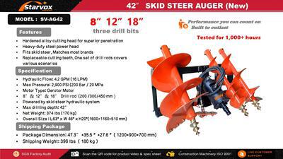 2026 STARVOX SV-AG42 Skid Steer Auger (Unused)