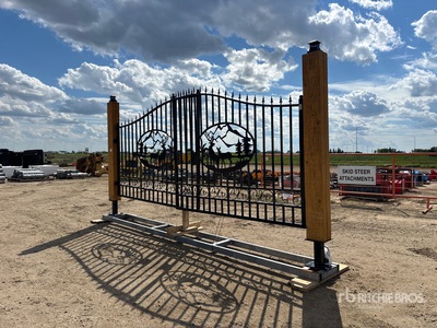 2026 Timber Post 20 ft x 7 ft Steel Bi-Parting Driveway Gate (Unused)