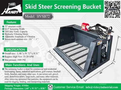 2026 Handy HVSB72 72 in Skid Steer Bucket (Unused)