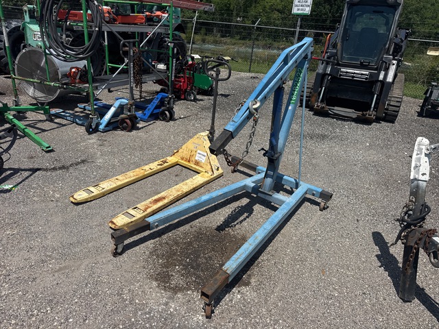 Quantity of (1) Dayton 5LA79 Pallet Jack and (1) Engine Hoist Quantity of (1) Dayton 5LA79 Pallet Jack and (1) Engine Hoist