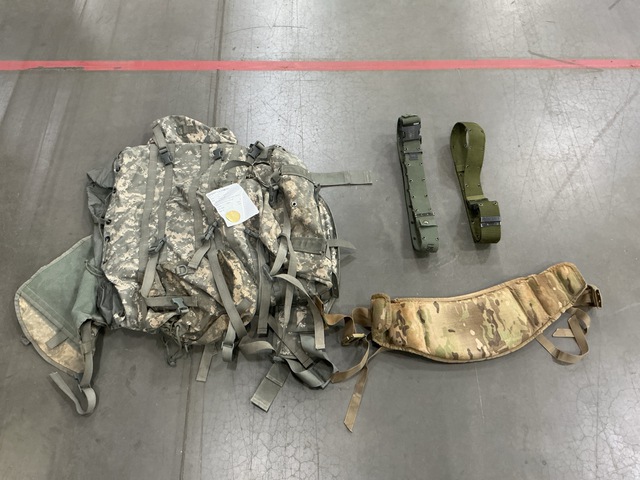 (5) Large Field Pack Sets, (150) Individual Equipment Belts & Assorted Items