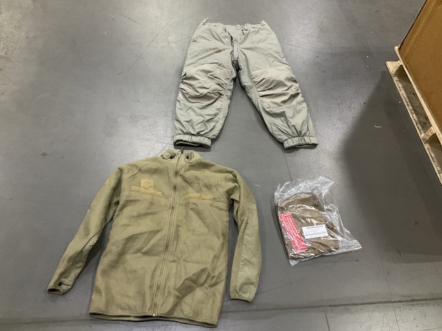 (85) Pairs of Cold Weather Trousers, (1) Cold Weather Shirt & Assorted Items